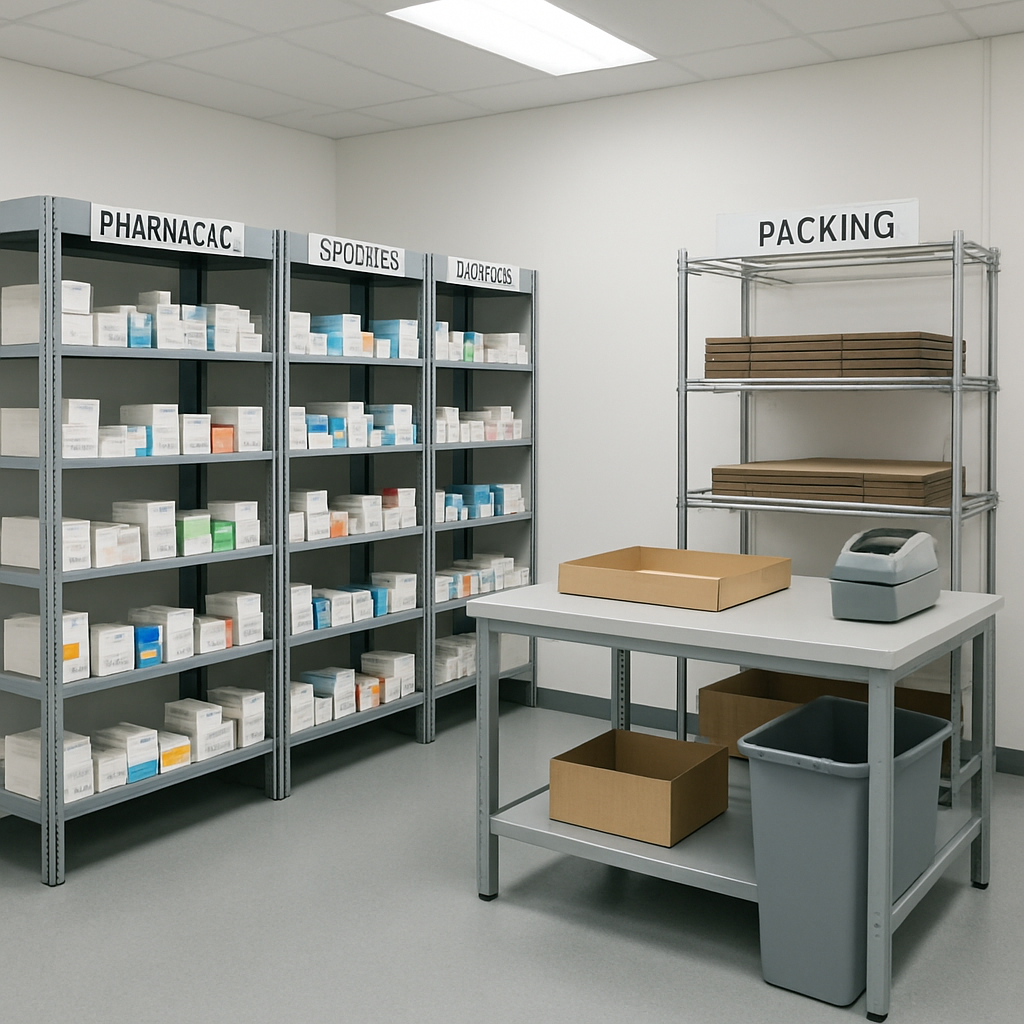 Pharmaceutical sample fulfillment area